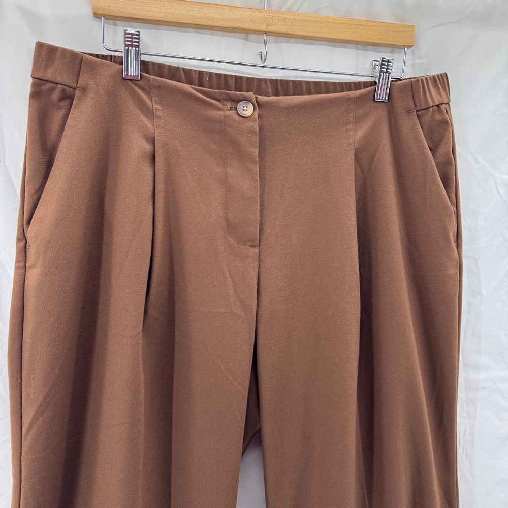 J. Jill Chocolate Brown Wide Leg Pleated Trouser Pant Size 18 Petite New Neutral - Picture 2 of 9